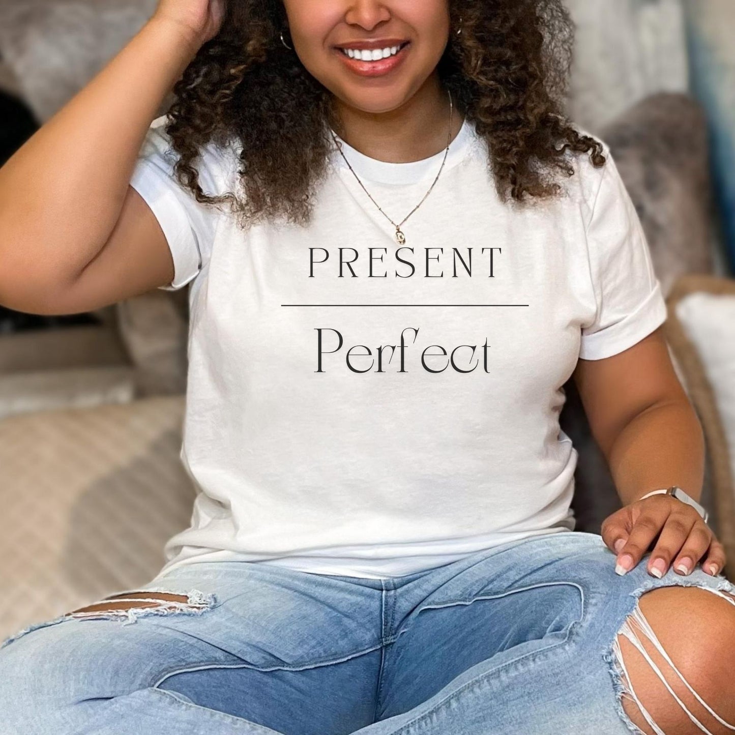 Present Over Perfect- Black Ink Premium Tee